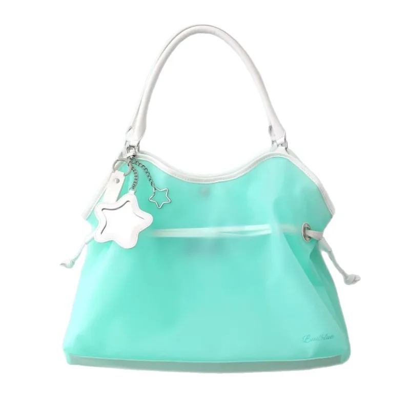 2026 Summer New Korean Style Y2K Jelly Tote Bag Large Capacity Transparent Drawstring Single Shoulder Bag For Commute image 5