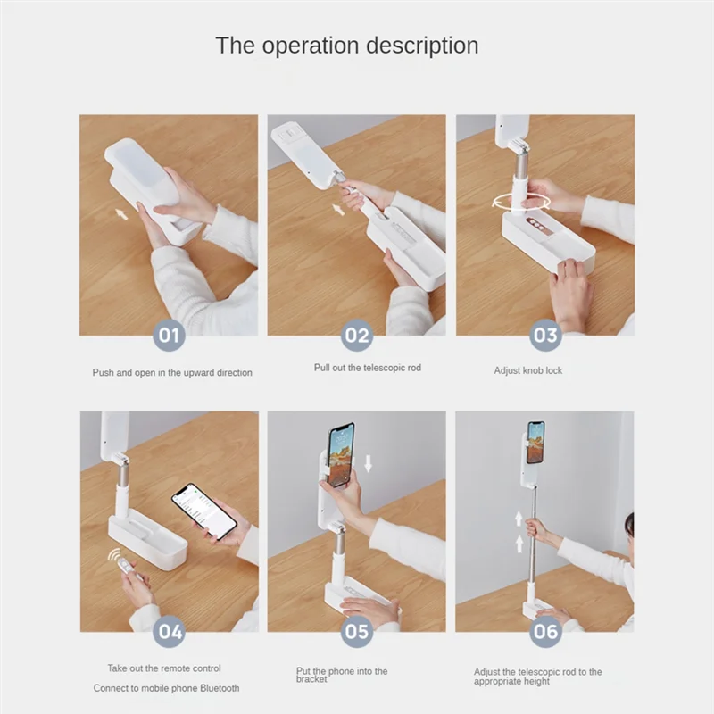 SCLS V6 Live Bracket Beauty Fill Light Net Red Live Short Video Recording Multifunctional Phone Stand Durable Easy To Use White