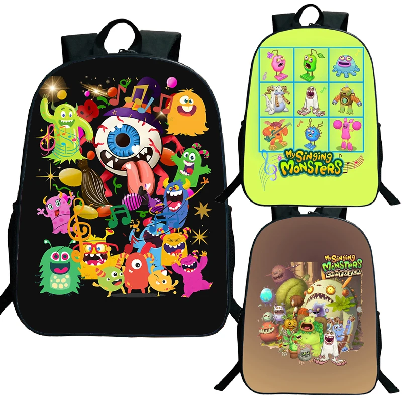 My Singing Monsters zaini per bambini ragazzi ragazze borsa da scuola adolescente Cartoon Laptop zaino da donna zaino