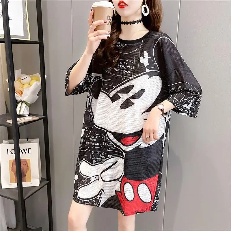 2022 Women Hip Hop Mesh T Shirt Breathable Plus Size Loose Letter Printed Pullovers Short Sleeve Quick Drying Tee Sport Tshirt