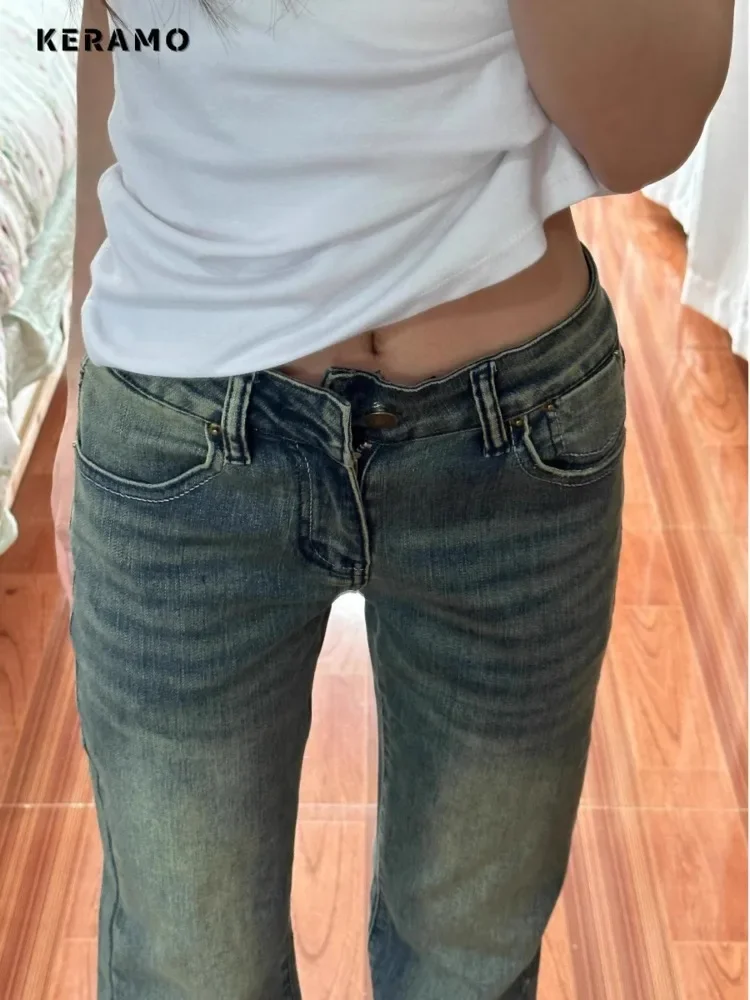 Y2K Calça jeans de cintura alta, calça jeans, lavado, vintage, casual, calça emo gostosa, grunge, rua, moda, retro, sexy, 2000s