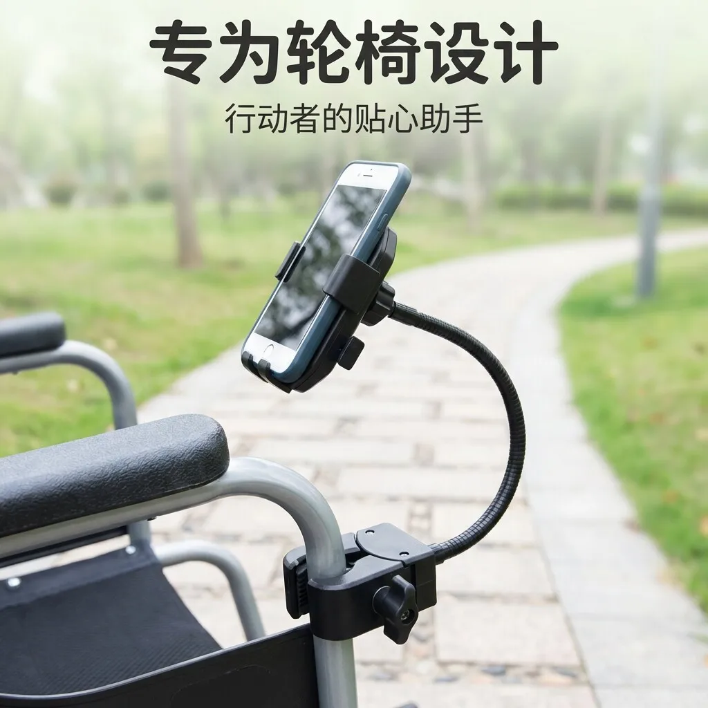 Electric wheelchair tablet holder, outdoor live broadcast, metal hose, fishing fixed clip, thickened crab clamp guard