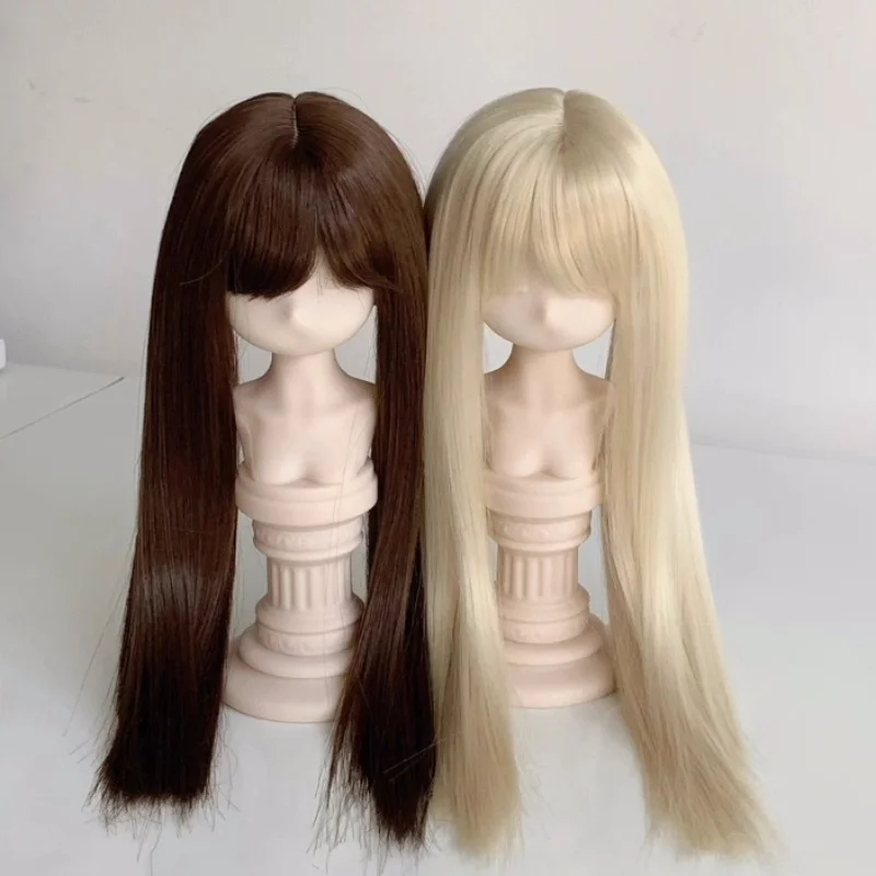 Double Ponytail Hair Wig Blank 1/3 1/4 In Stock BJD Long Straight Beautiful Girls High Temperature Silk Blue Doll Accessories