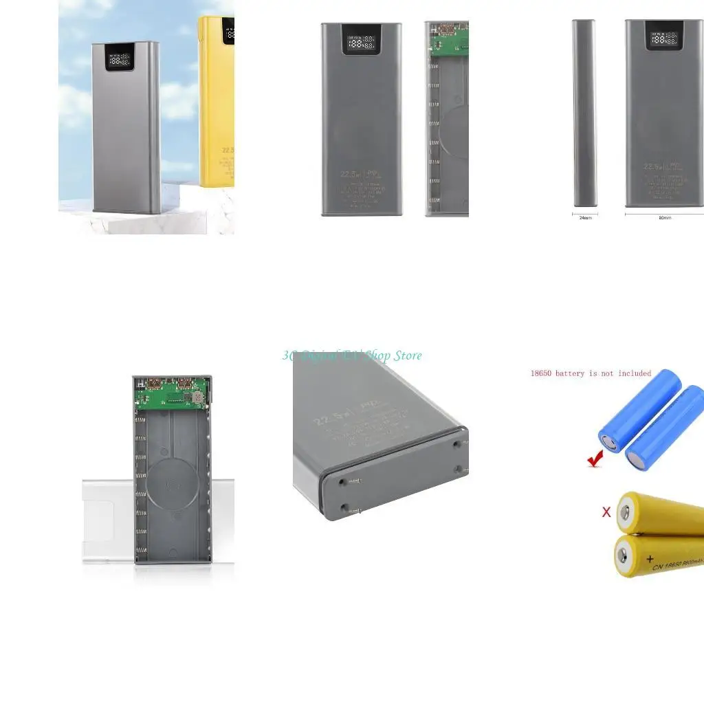 E74D 8x18650 Battery Boxes Shells Mobile Case DIY PVC Boxes