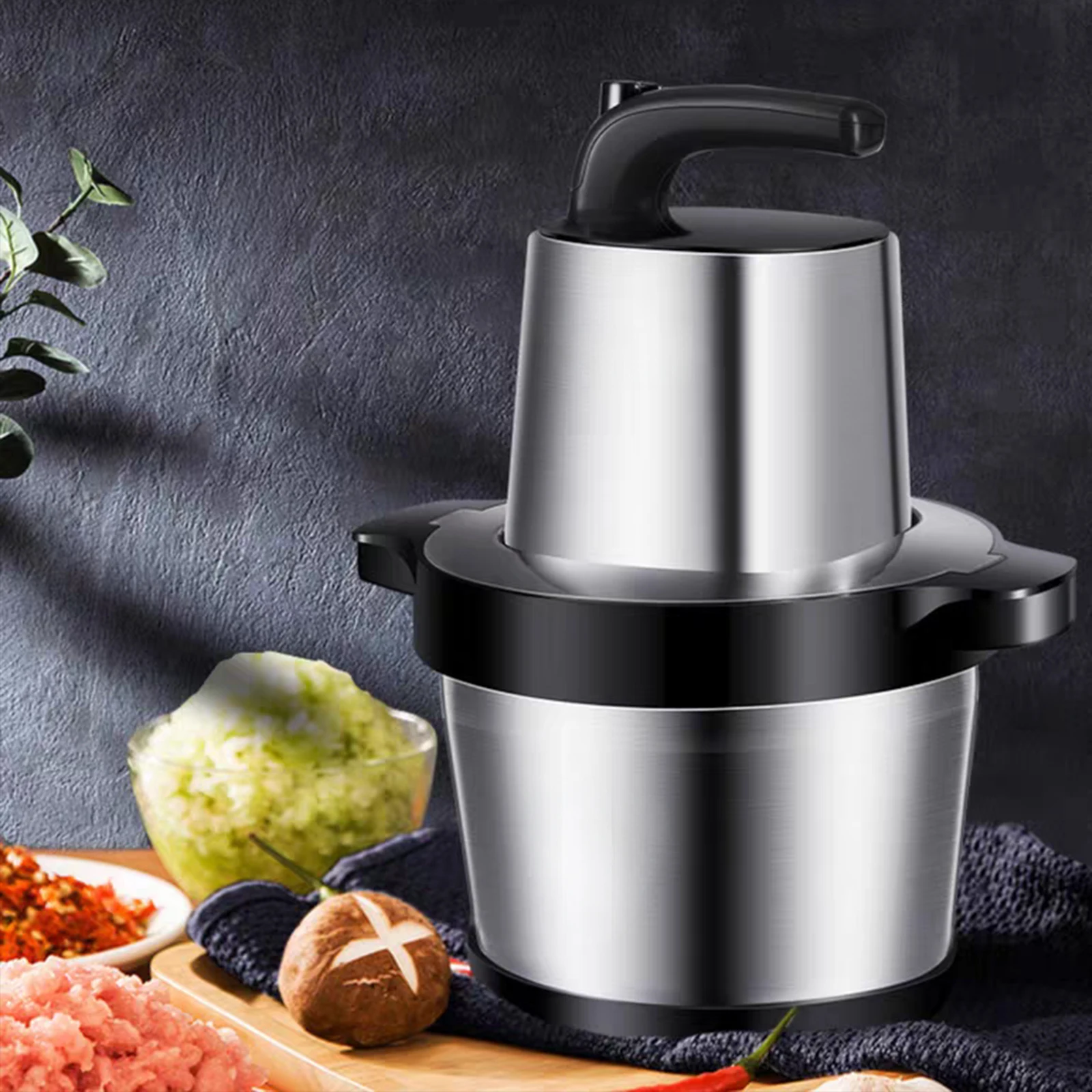 Picadora de Carne Eléctrica de 3 Velocidades, Procesador de Alimentos de Acero Inoxidable, Licuadora, Mezcladora, Trituradora de Ajo