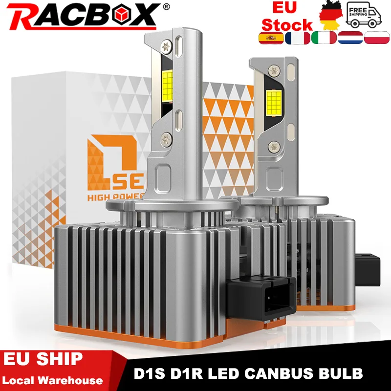 RACBOX D1S Led Headlight D1R Canbus Bulb Led 100W Super Bright D1S D1R Series 6000k White 12000lm Plug And Play Car Bulb Ballast