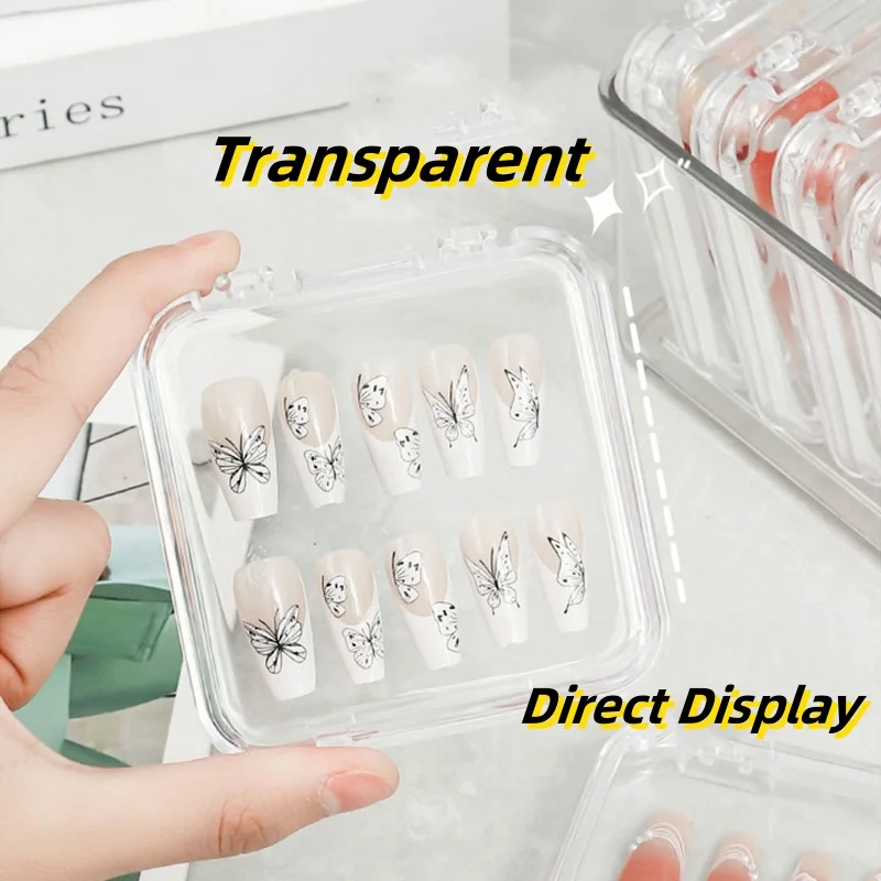 Press on Nail Storage Box Acrylic Fake Nail Display Box for Bracelets Earrings Necklaces Art Home High-End Exquisite Display Box