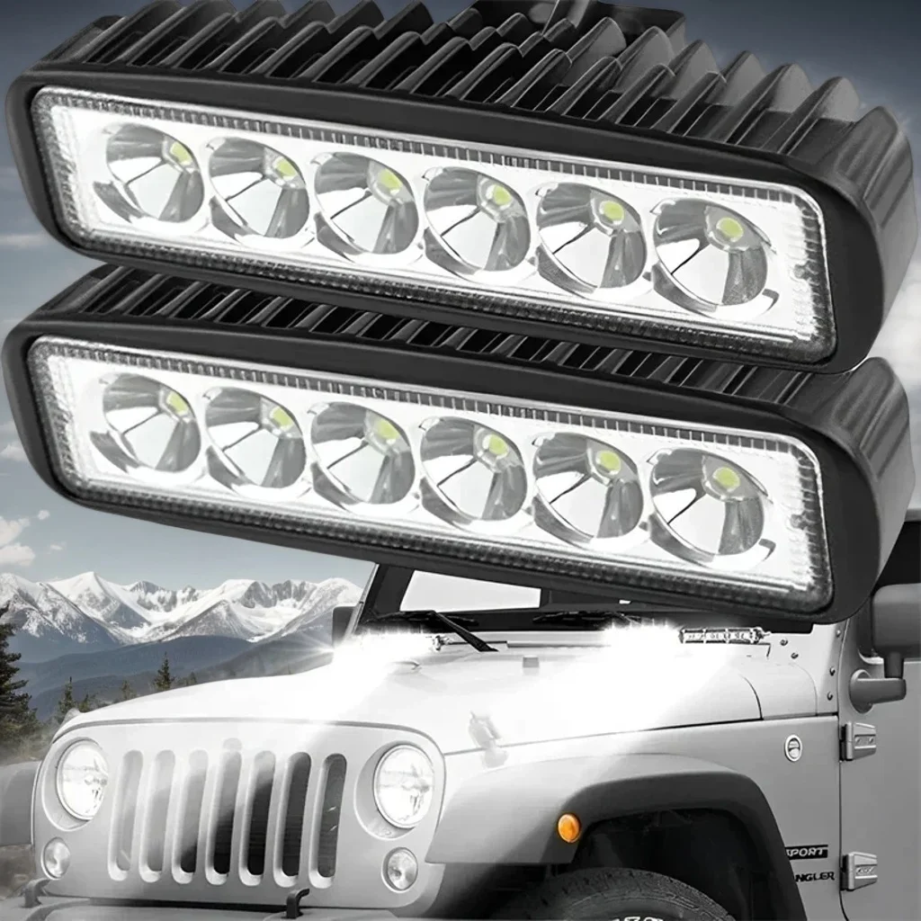 1/2 Set 18W 6-LED Off-Road Light Bar - Waterproof 6000K White Work Light for ATV/UTV/Motorcycle/SUV/Truck (IP67)