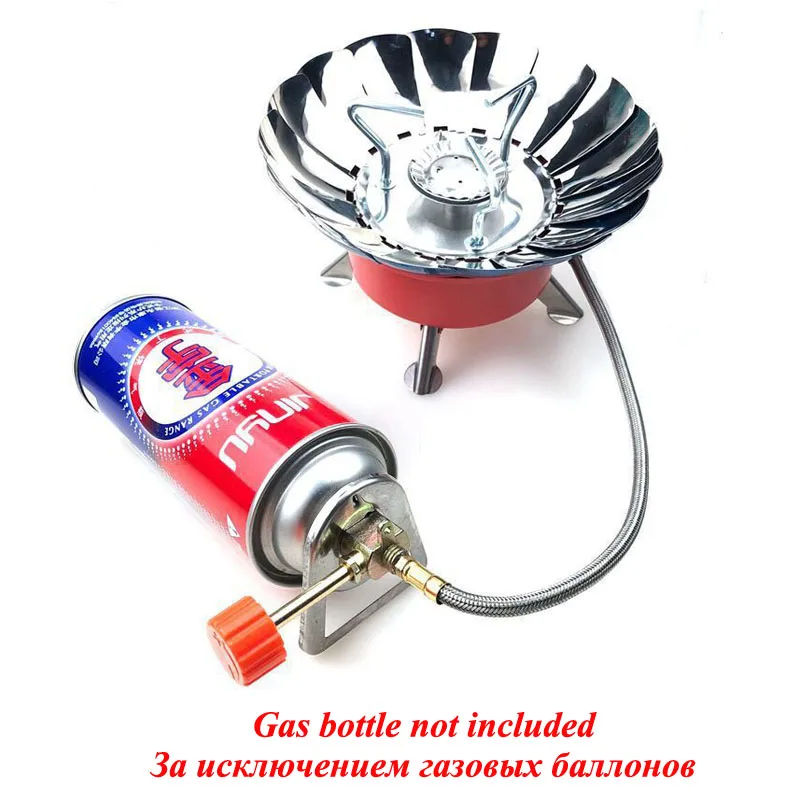 Outdoor Mini Portable Folding Heater Camping Lotus Burner Kitchen Cooker Heating Foldable Furance Head Card Gas Stove Wind Proof