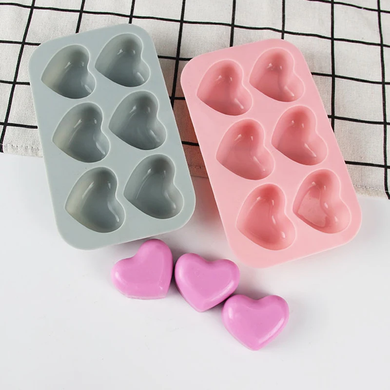 6 Cavity Soap Silicone Molds Heart Chocolate Mold Love Shape Forms Dessert Mousse Jelly Mold Confeitaria Cake Decoration Tools