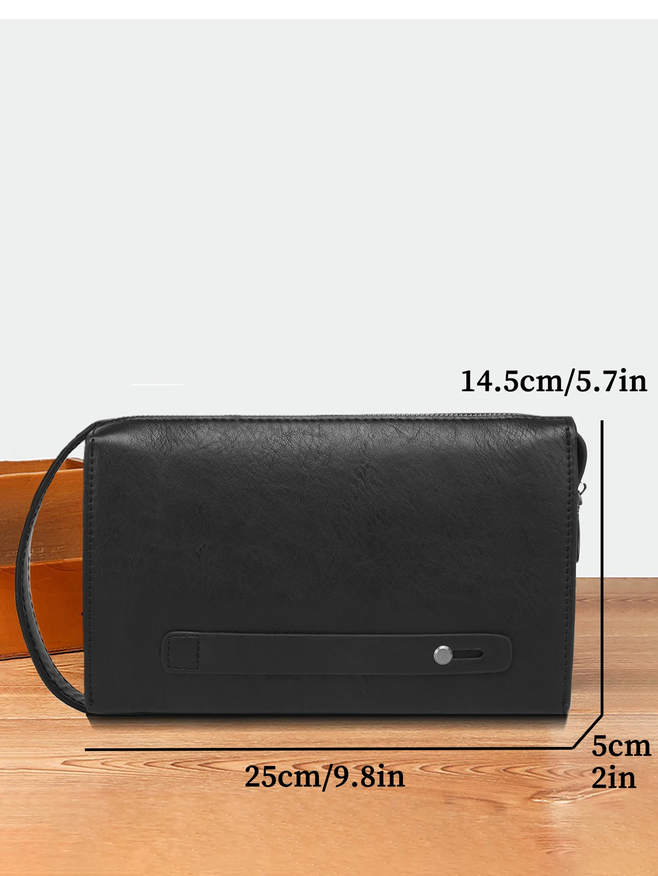 Men's Black PU Clutch Bag - Password Lock Design with Wrist Strap | 12 Card Slots & 4 Cash Compartments Large Capacity for Phone