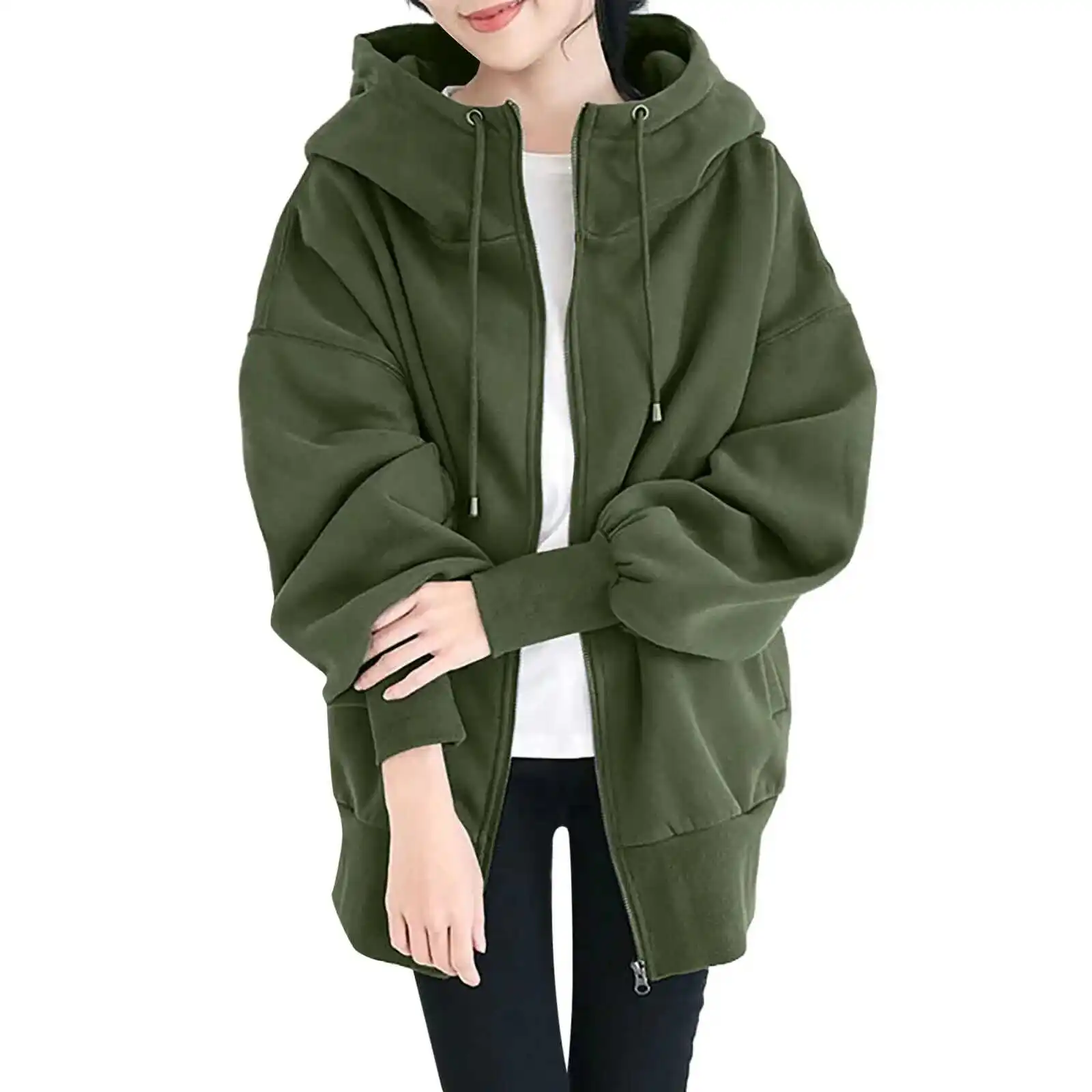 

Autumn Winter New Style Streetwear Hoodie Warmth Oversized Long Sleeve Fleece Lined Zipper Hooded Sweatshirt Unisex Polyester...