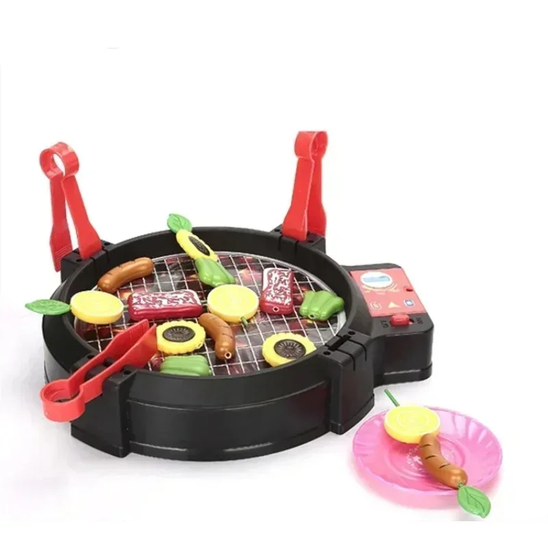 Play House ของเล่นครอบครัวเด็ก Interactive ตลกของเล่นทําอาหารไฟฟ้าเพลงบาร์บีคิวของเล่นเสียง BBQ ครัวชุดอาหาร