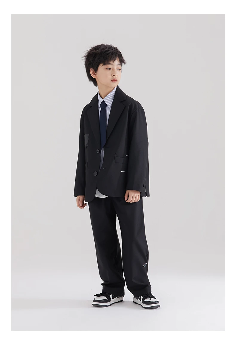 Eleganter Jungen-Hochzeitsanzug mit Blazer und Hose für Kinder, Konzert-Outfit, Kostüm, Coole Kinder-Smokings, Größe 5-14 Jahre – Detail 4