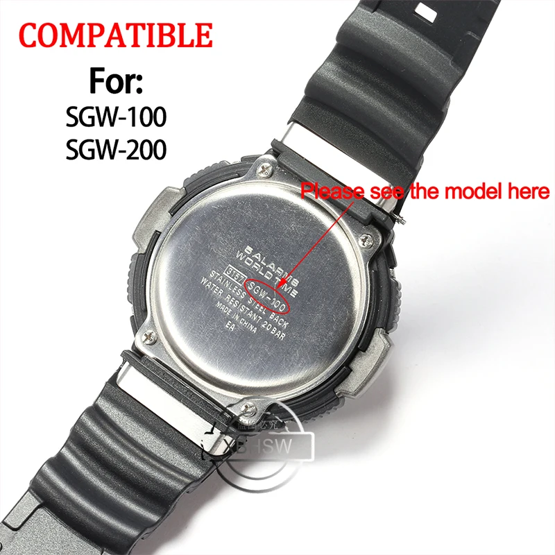 Watchband Accessories For Casio SGW-100 SGW100 Men Resin Replacement Strap Sport Waterproof Rubber Pin Buckle Bracelet