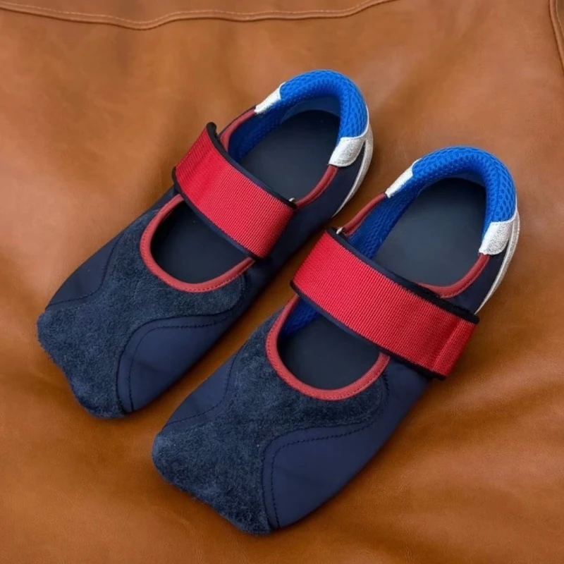 

2026 New Square Head Ugly Cute Velcro Mary Jane Shoes Women's New Lightweight Versatile Ballet Casual Sneakers
