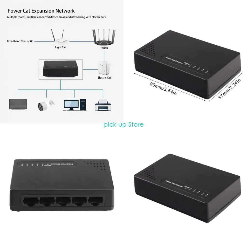 

Ethernet Splitters Industrial Fast Switcher 5-Port 10Mbps/100Mbps RJ45 Networking Splitters Data Transmission for Office