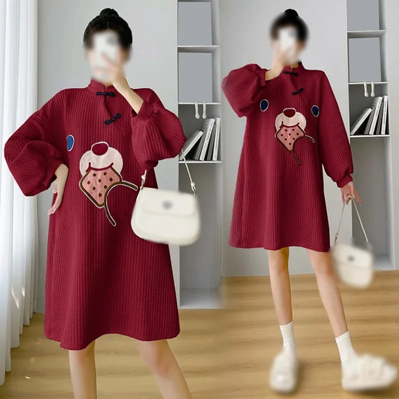 New Spring and Autumn Pregnant Women's Loose Dress