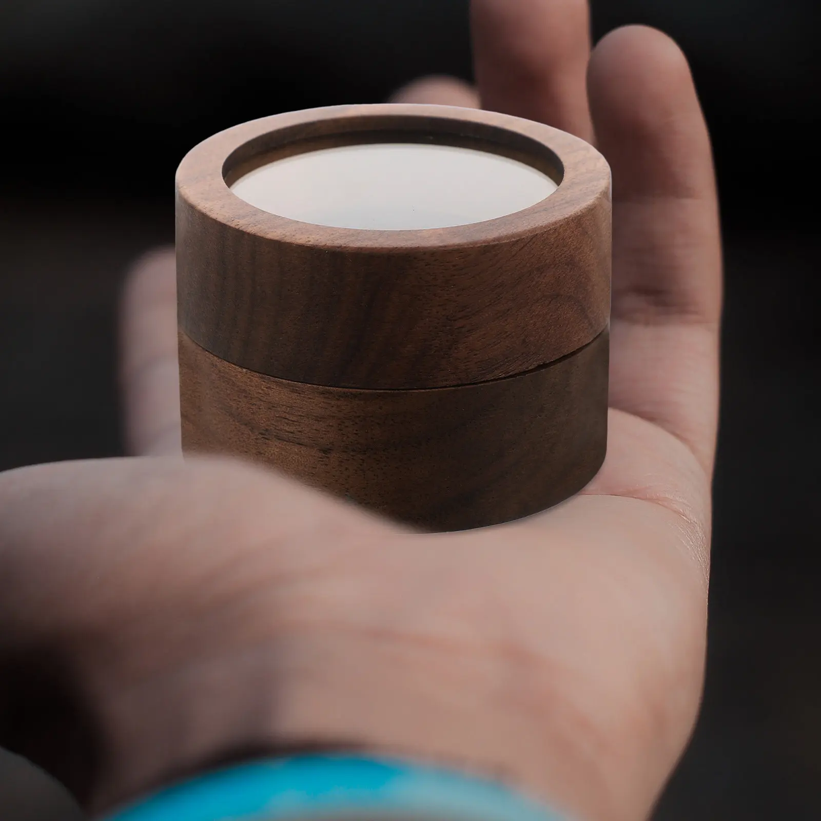 Wood Ring Box for Wedding Engagement Proposal – Compact Round Storage Display Holder, Lightweight & Elegant