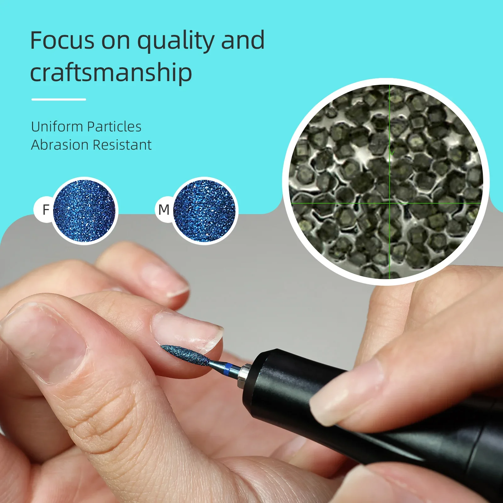HYTOOS Diamond Nail Drill Bits Blue Coating Multi Shape Cuticle Cleaner for Dead Skin Removal Nail Prep Electric E File Manicure