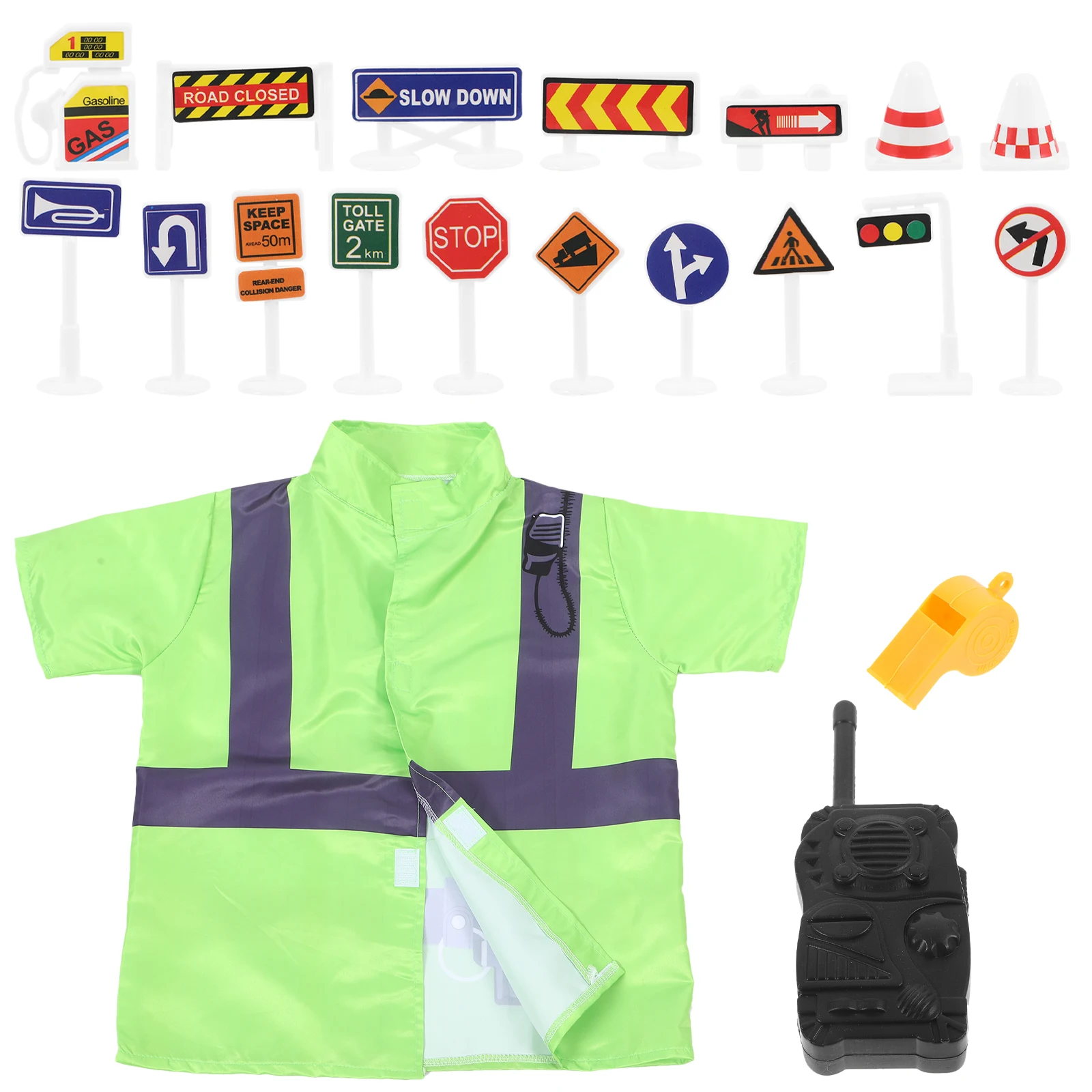 

1 Set Traffic Police Costume For Kids Halloween Pretend Play Dress Up Accessories Traffic Light Props Multifunctional Role Play