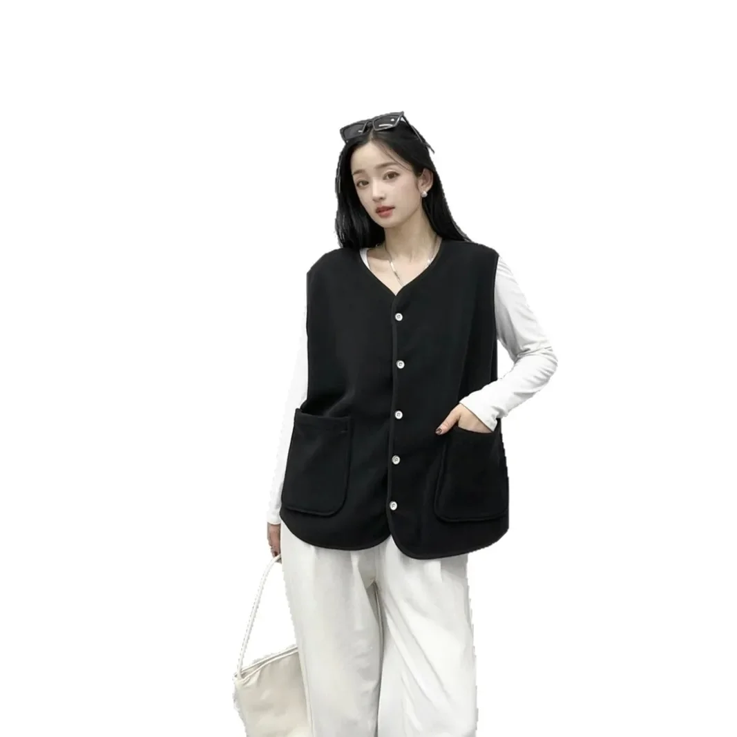 Plus Size 3XL Women Loose Fit Winter Vest Thickened Warm Clothes Casual and Stylish for Autumn/Winter Layering Black Vest Jacket