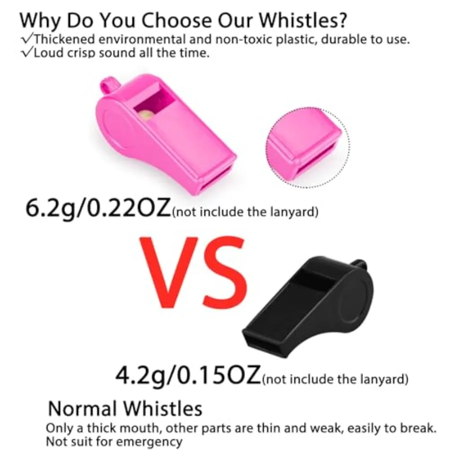12 Pack Pink Loud 120dB Plastic Whistles with Lanyard HighPitched Safety Whistle for Sports Coaching and Collective Entertainme