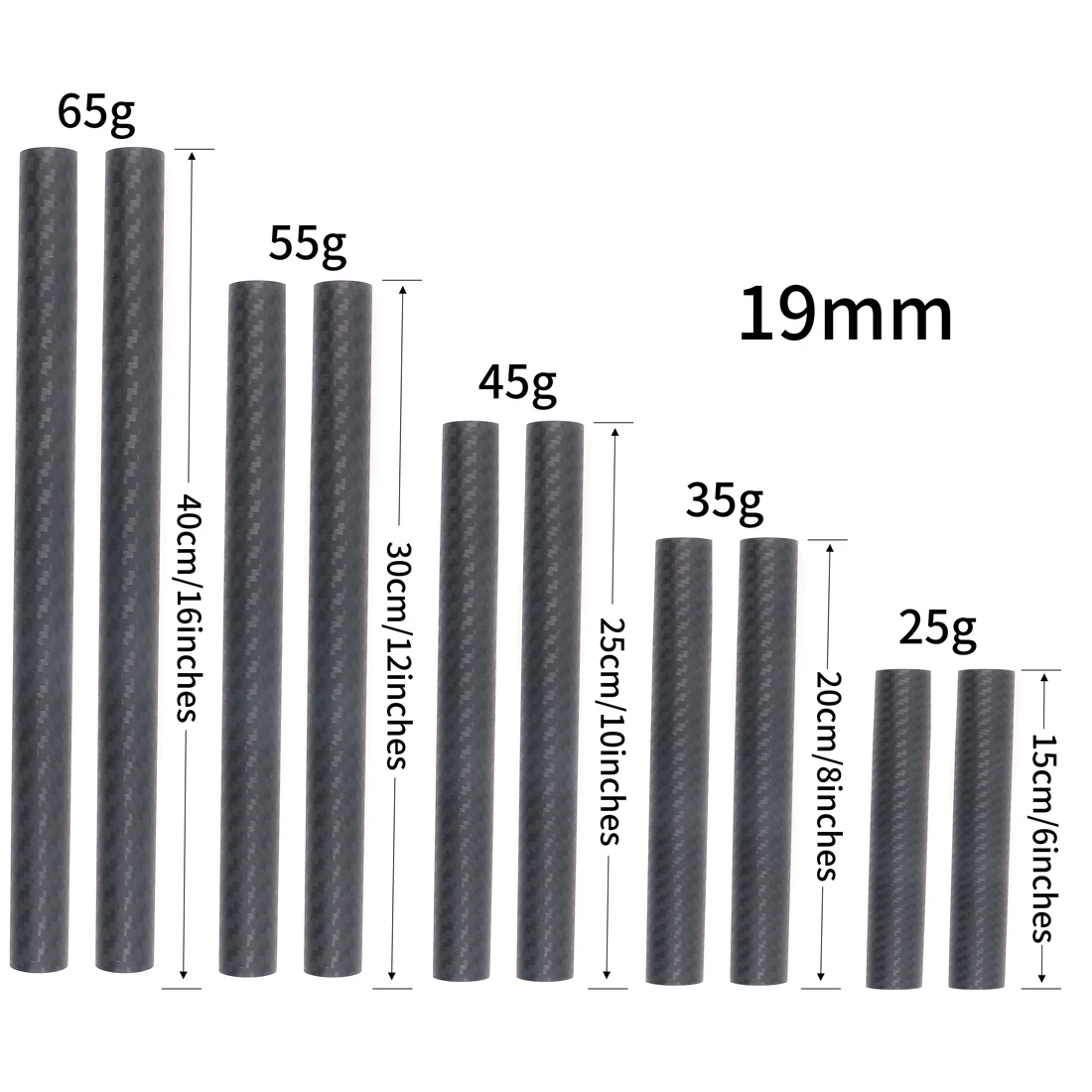 2 stücke Carbon Faser Stange 15mm/19mm Rohr Pol 6 "10" 12 "16" zoll Lange für 5D2 DSLR Kamera Schiene Unterstützung System Käfig Rig Follow Focus – Detail 4