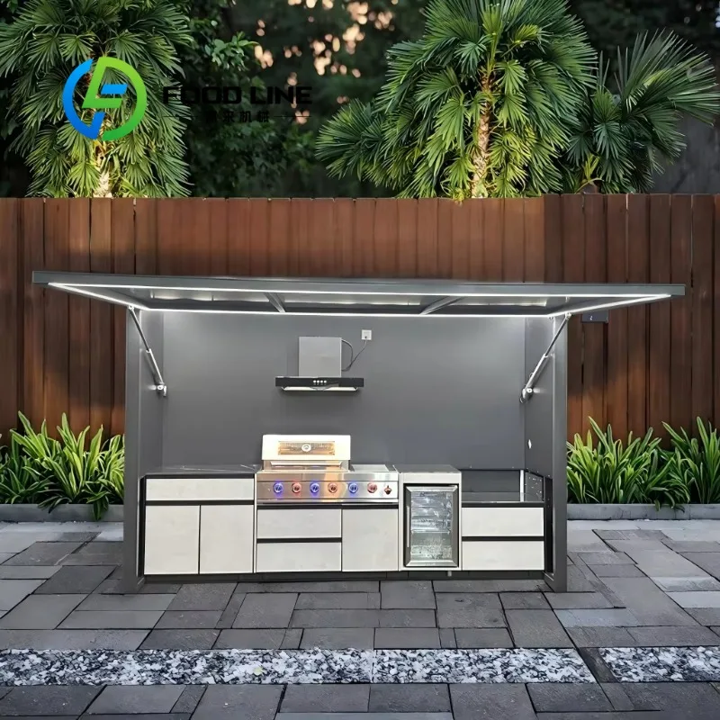 Outdoor Bbq Kitchen With Storage Shed Combo Integrated Solution For Cooking Dining And Storage Needs