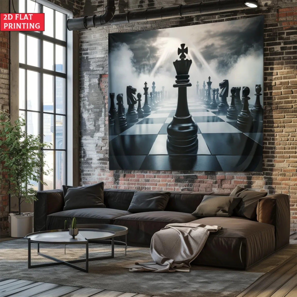 unframed Chess King Game Strategy Tapestry Chessboard Warrior Battle Scene Wall Art for Gamer Room Study Office Home Decor view 5