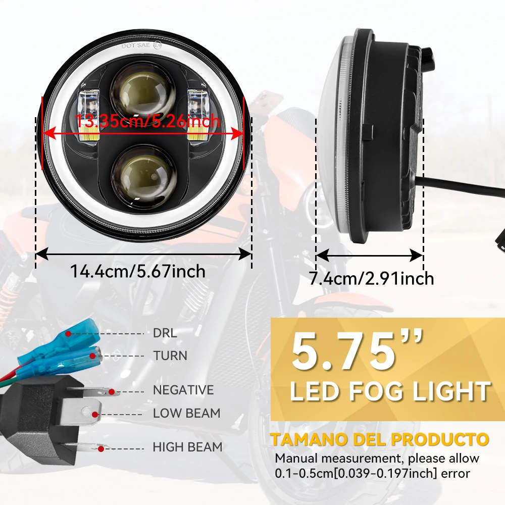 5.75 inch Motorcycle Led Headlight With Housing Universal Round Head Light For Harley Sportster Cafe Racer Bobber For Honda