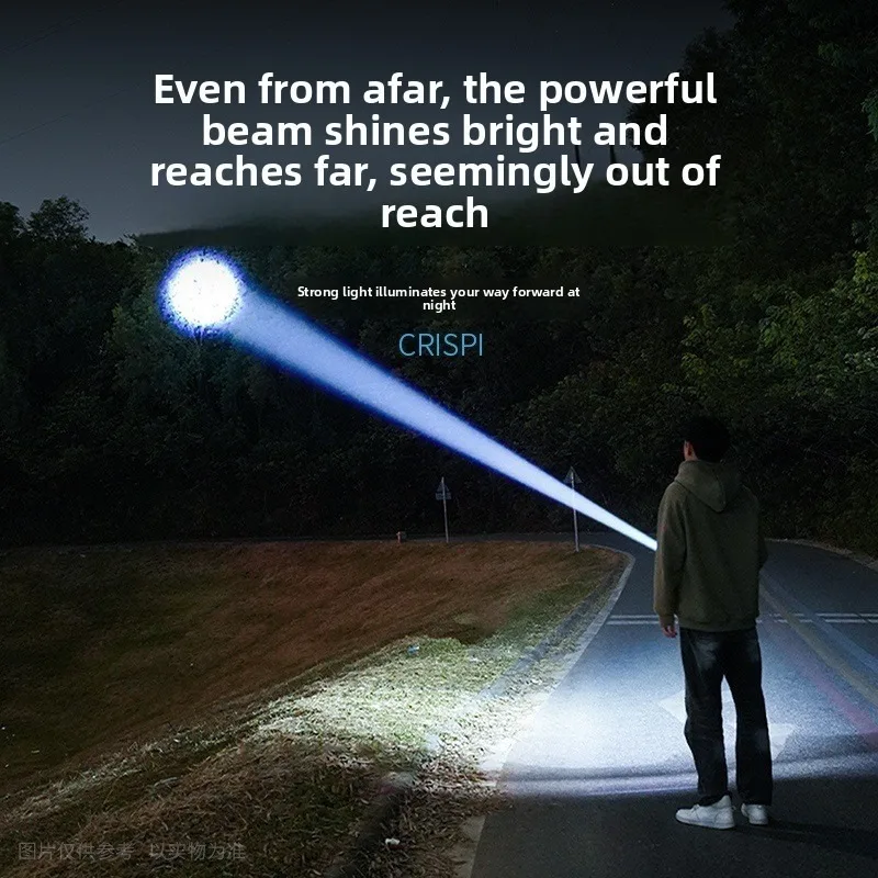 Handheld Outdoor High Lumen Flashlight Telescopic Zoom Adjustable Focus with Battery Power Display and USB Rechargeable Portable
