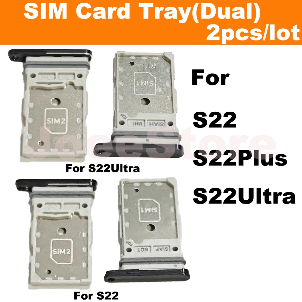 

2pcs SIM Card Tray Slot For Samsung Galaxy S22 S22Plus S22Ultra Dual Sim Card Adapter Chip Drawer Holder Replacement Parts