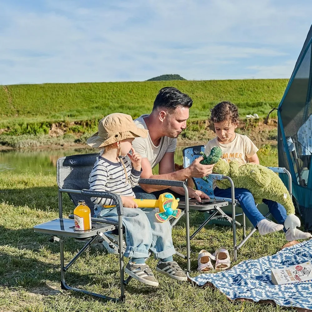 Детский стул для кемпинга директора со складным боковым столиком, легкий, портативный, поддерживает 150 фунтов для приключений на свежем воздухе