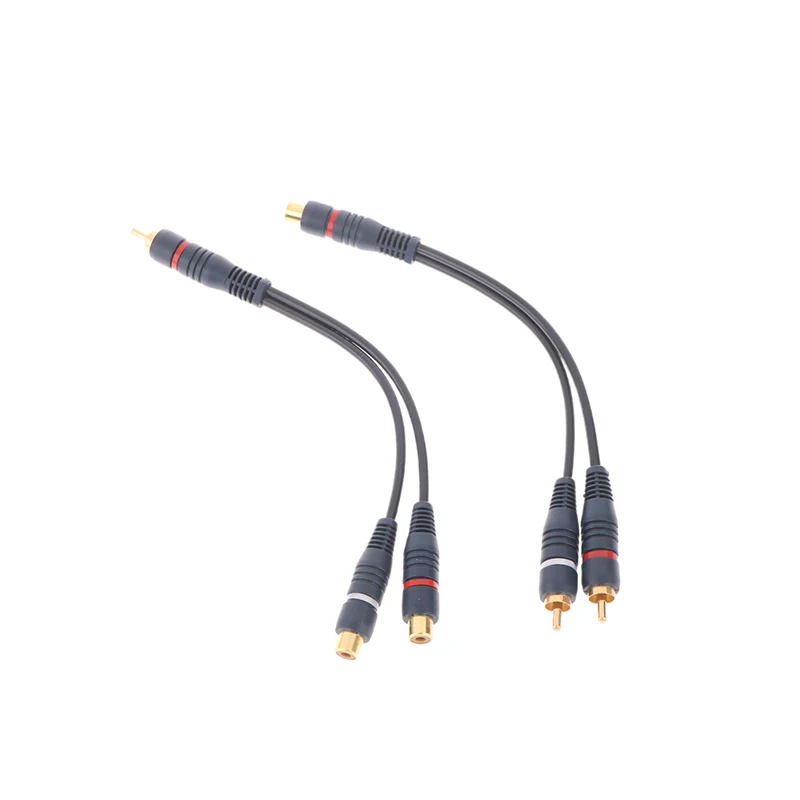 Distributor Converter Speaker Gold Cable Cord Line Cooper Wire 2 RCA Female To 1 RCA Male Splitter Cable Audio Splitter