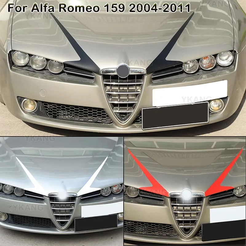 For Alfa Romeo 159 2004-2011 Black Red Car Front Engine Cover Decal Vinyl Sticker Body Cover Decor Sticker Waterproof Trim 2Pcs