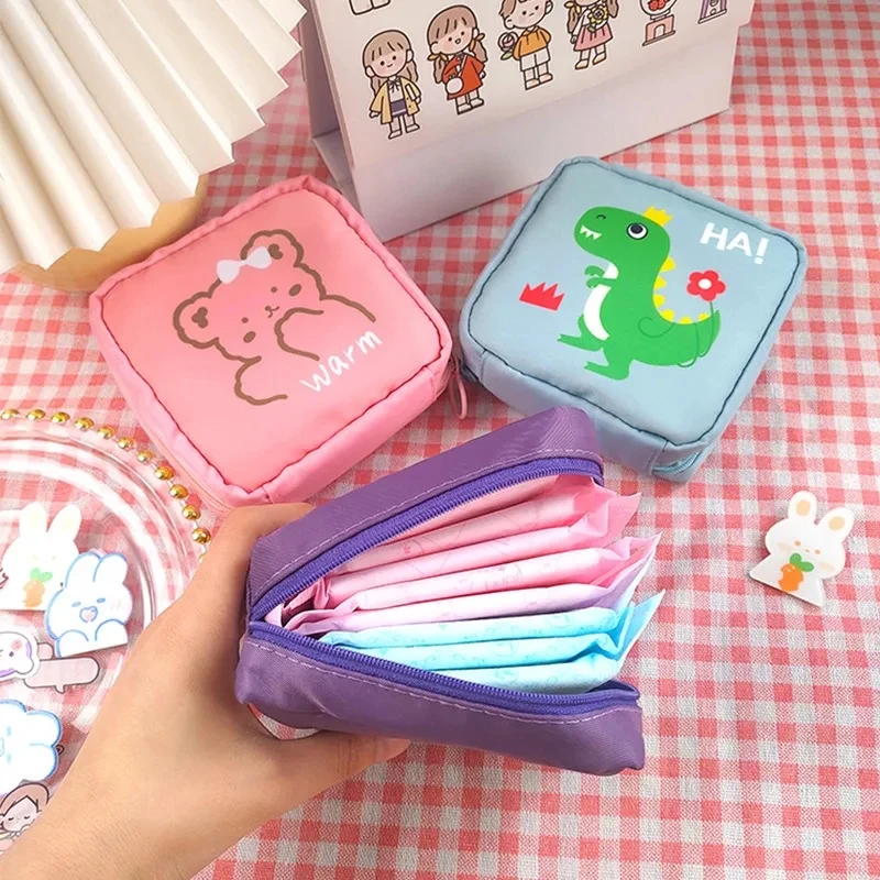 Sanitary Napkin Storage Bag Portable Cosmetic Lipstick Storage Bag Travel Earphone Coin Organizer Pouch Bags Cute Girls Pad Bags