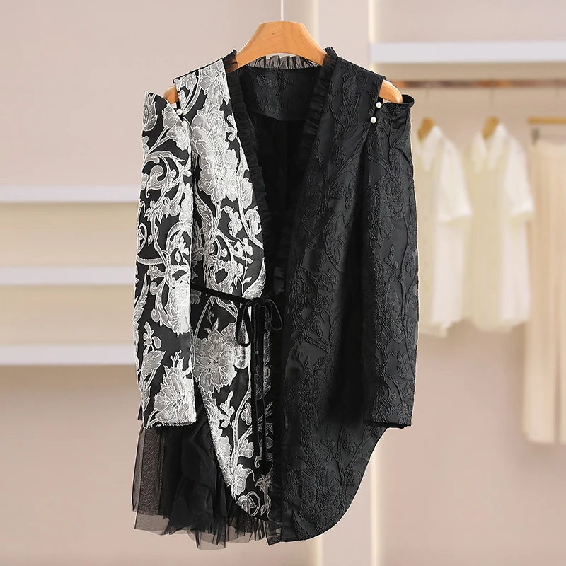 faionable-embroidered-oulder-bared-texture-sensation-jaet-with-belt-for-women-spring-season-regular-sve-length