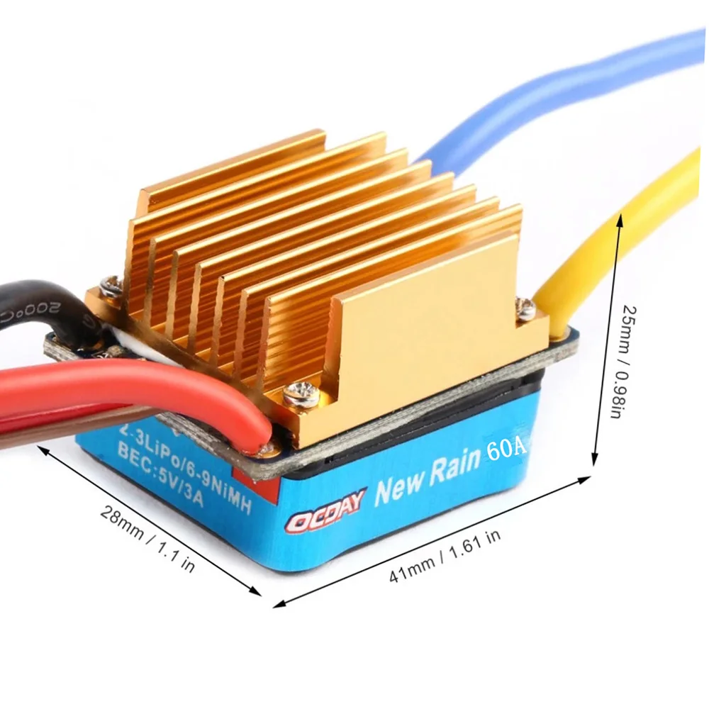 High Quality OCDAY 5-13V 320A Waterproof 3S 60A Brushed Motor ESC Electronic Speed Controller For 1/10 RC Car