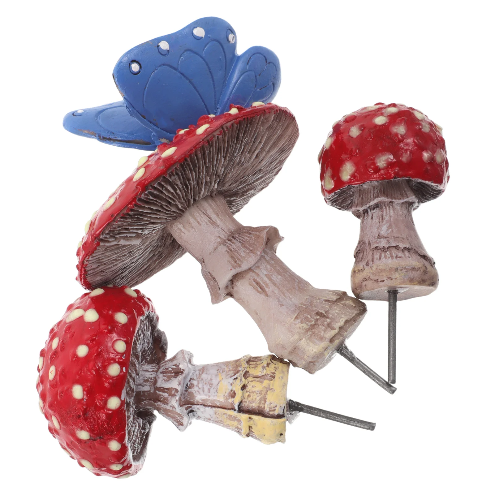 

3pcs Glow In The Dark Mushroom Decor Luminous Resin Figurines For Table Garden Decoration, Miniature Fairy Ornaments, Simulation