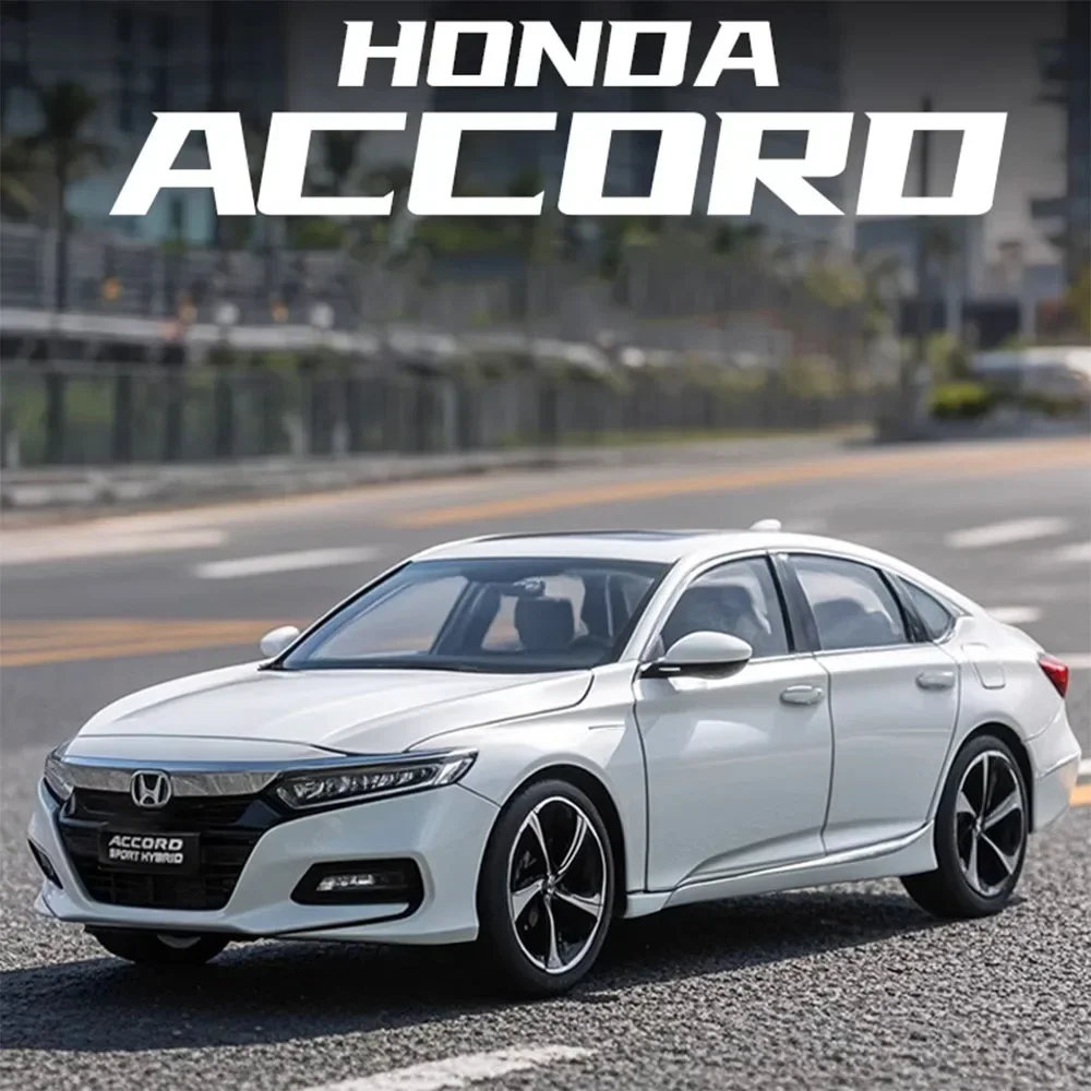 ホンダアコード-子供用ミニチュアミニチュア車モデルおもちゃ、合金、6ドアが開いている、音と光、プルバックおもちゃ、誕生日プレゼント、1:24