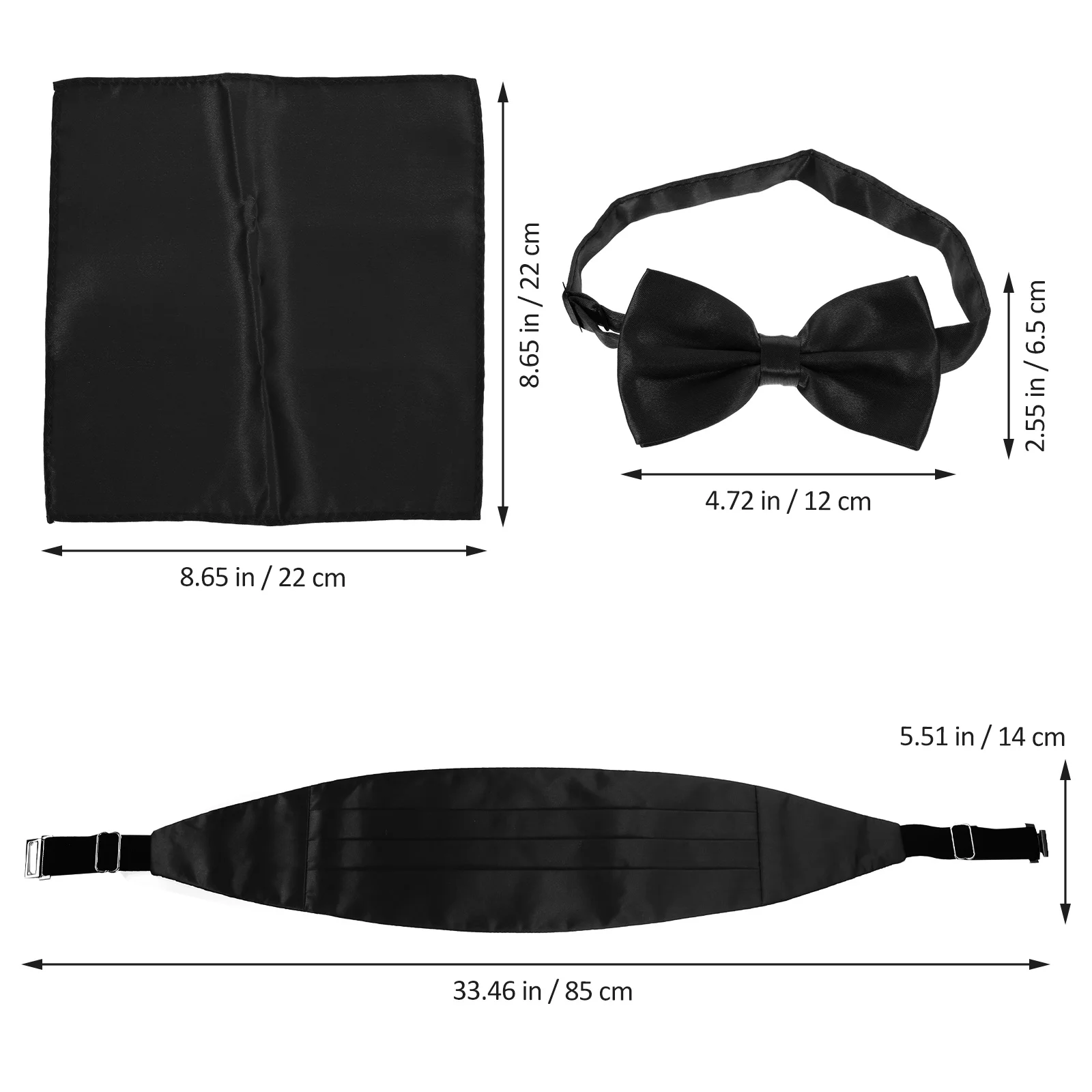 1 مجموعة الرجال قابل للتعديل البوليستر Cummerbund ربطة القوس فيونكة جيب منديل مجموعة حفل زفاف رسمي حفلة موسيقية Cummerbund و ربطة القوس فيونكة مجموعة