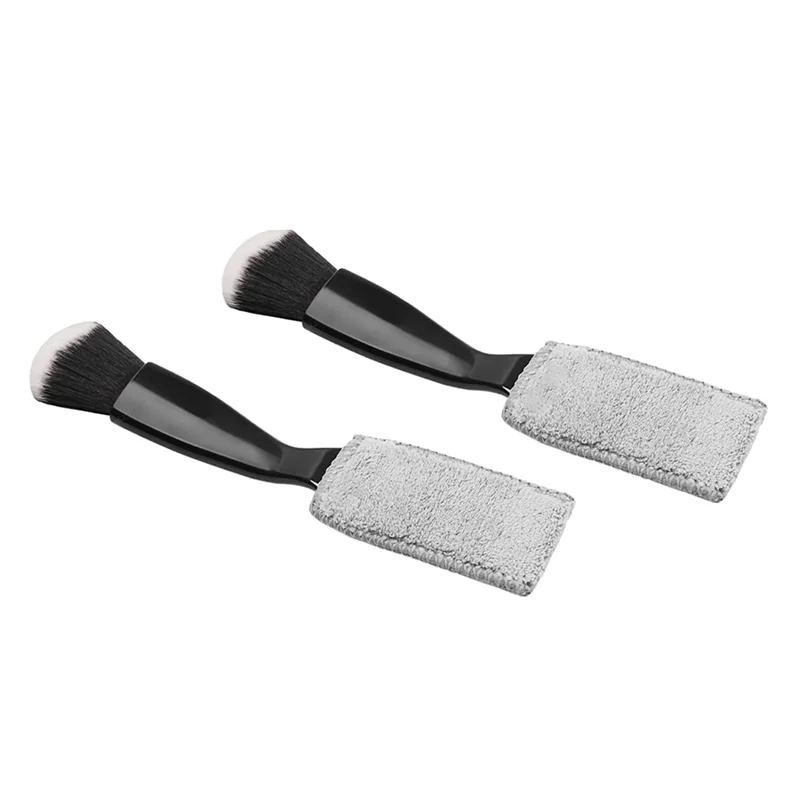 2Pack Double Head Brush for Car Clean,2 in 1 Car Interior Duster,Car Air Vents Dashboard Screen Clean Brush, Black