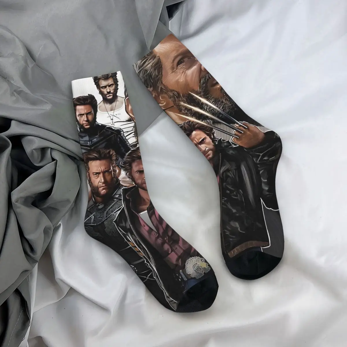 1 paio di calzini a compressione da uomo pazzi di zhab Jackman Vintage Hip Hop Unisex Disney Marvel Deadpool e Wolverine Harajuku