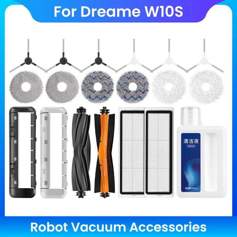 Para w10s varrendo robô consumíveis escova lateral pano elemento de filtro acessórios rolo escova borracha placa capa
