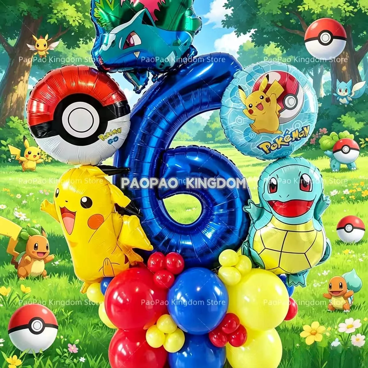 Lindo Kit de Globos con Temática de Pikachu, Decoraciones para Fiestas de Cumpleaños, Set de Artículos para Fiestas, Combo de Globos