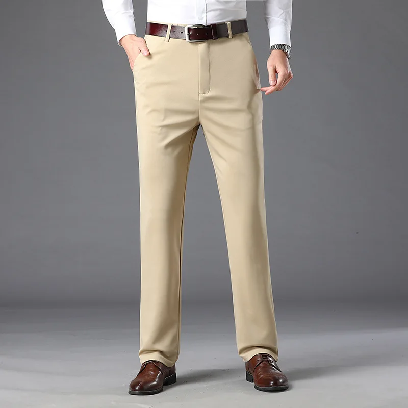 New Spring and Autumn Fashion Trend Solid Color Pocket Zipper Business Gentlemen's Pants Loose Casual Men's Comfortable Pants