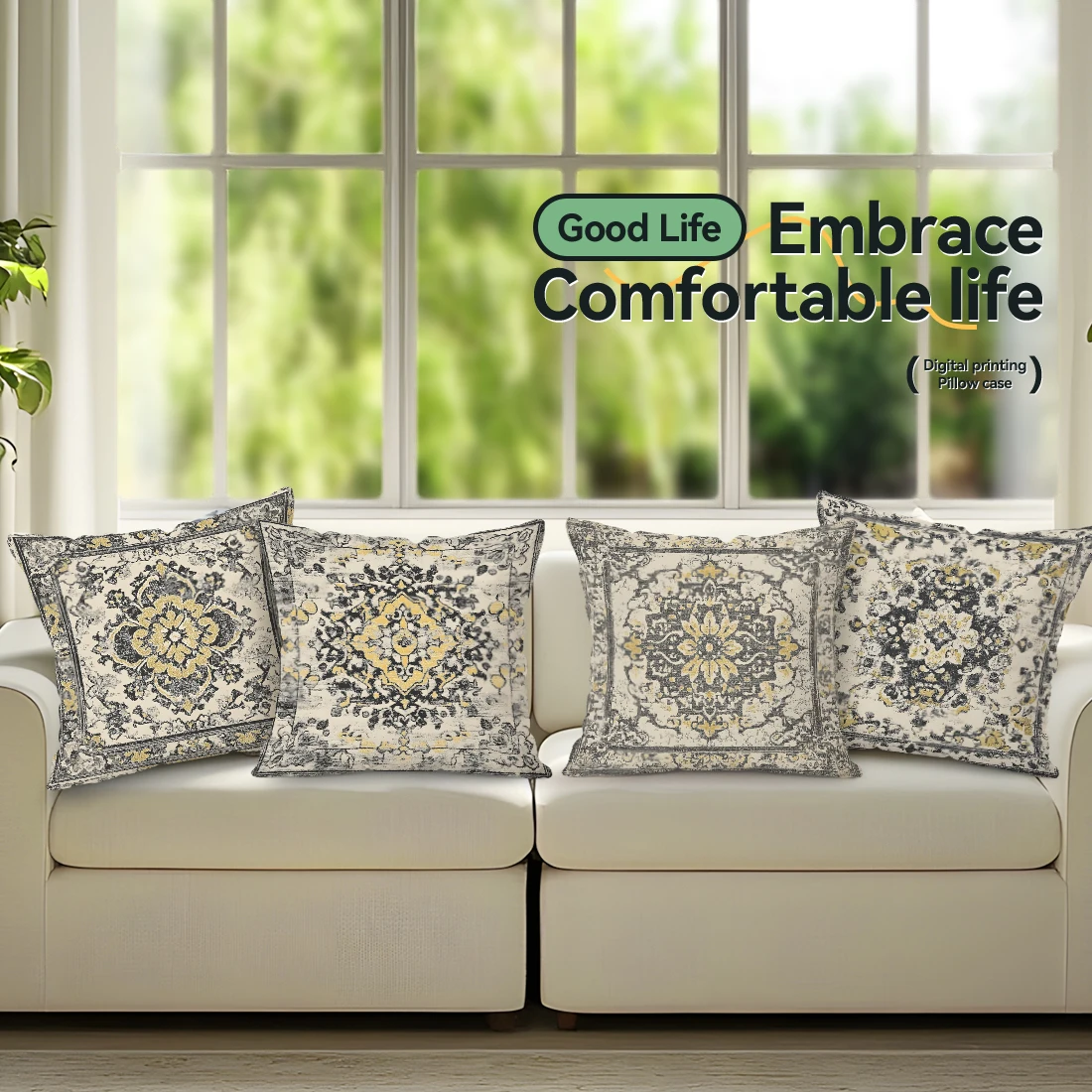 

4 шт. наволочки в богемном этническом стиле с односторонним принтом, подходят для украшения гостиной, спальни, автомобиля.