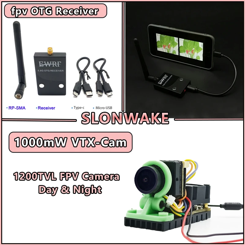 

5,8G 1000MW 48CH беспроводной FPV передатчик VTX + приемник OTG UVC + 1200TVL Camera для FPV Camera Kit for plane