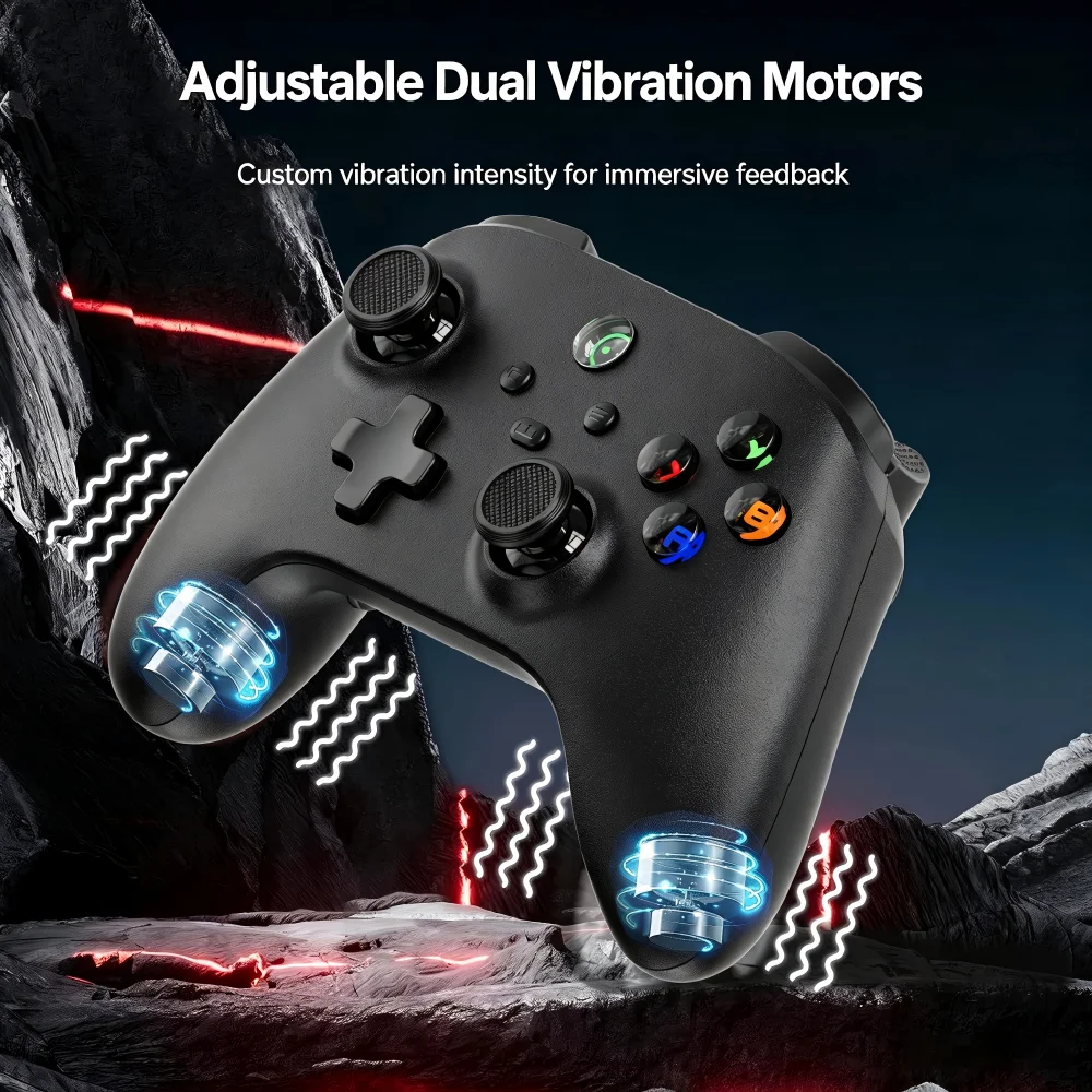 2.4G Wireless Gamepad for Switch PC Phone, 6 Axis Motion Sensing Controller, Turbo, Macro, RGB Lighting, Dual Shock Joystick